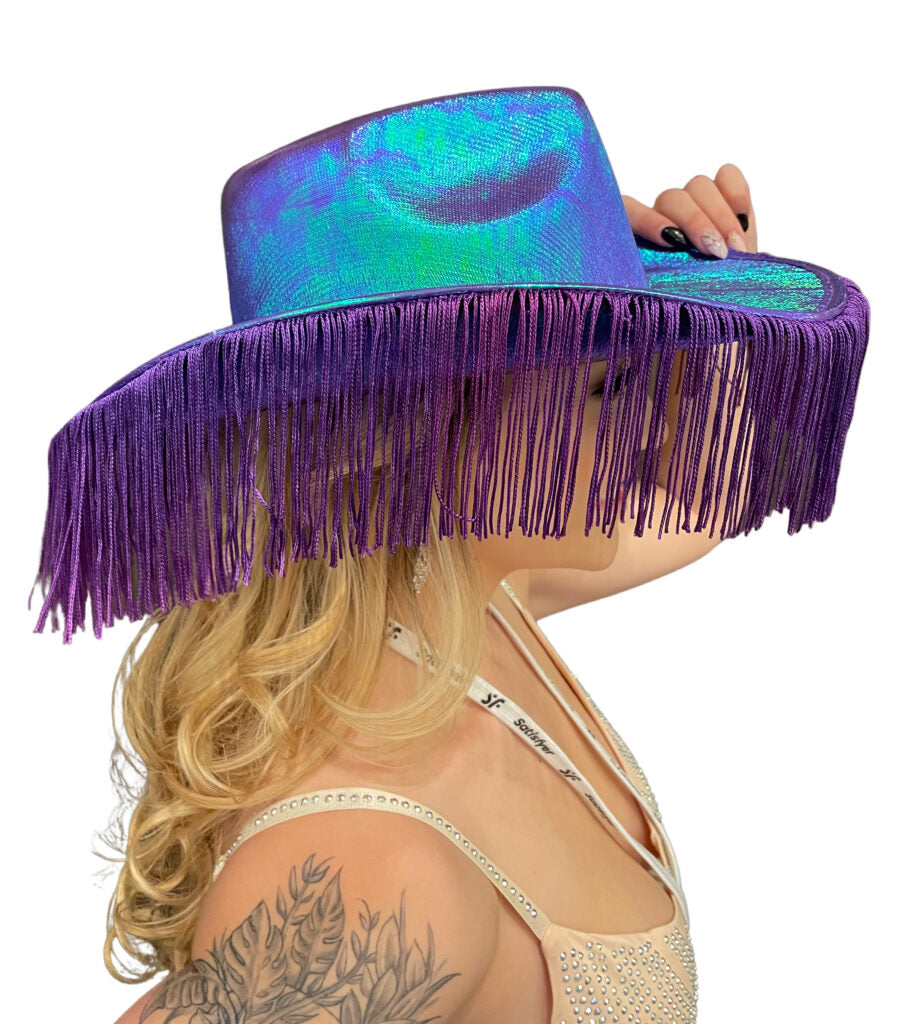 Metallic Cowgirl Hat with Fringe