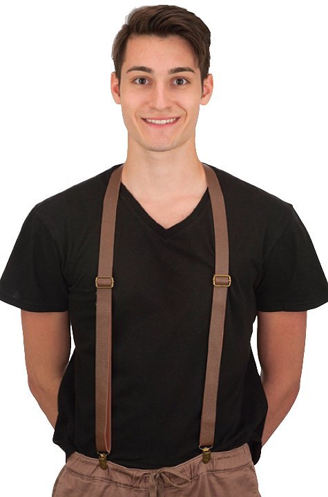 Brown Faux Leather Suspenders