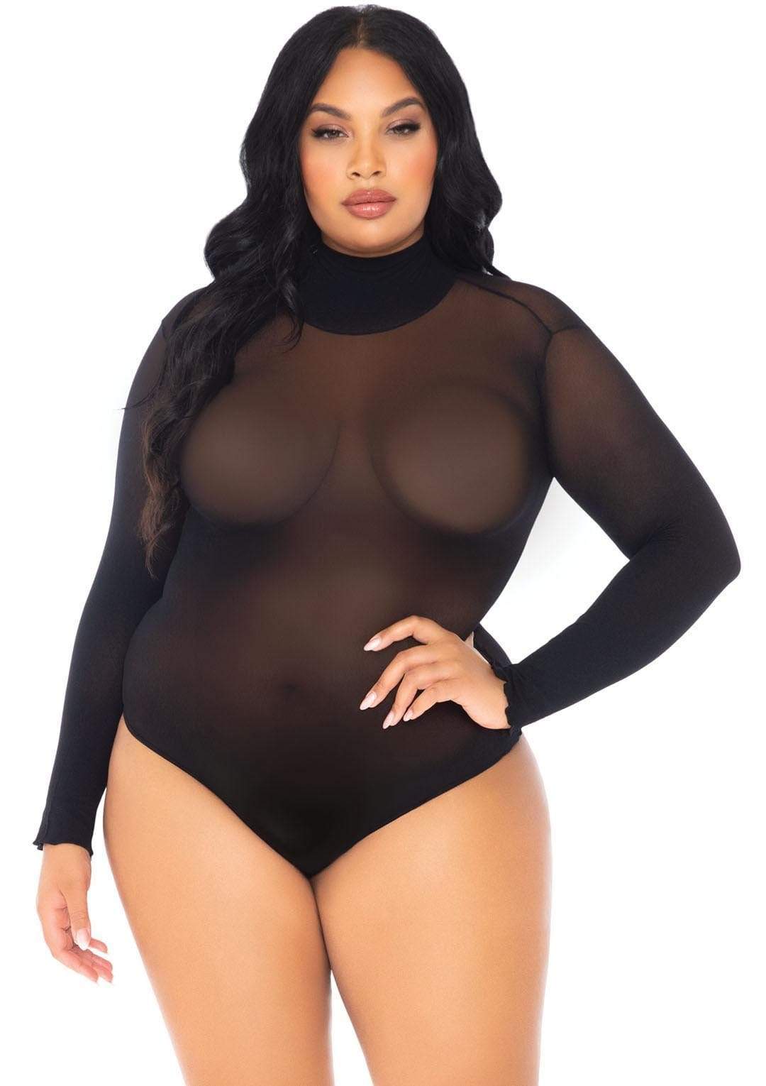 Opaque High Neck Long Sleeved Bodysuit