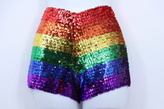 Sequin Stretchy Rainbow Shorts