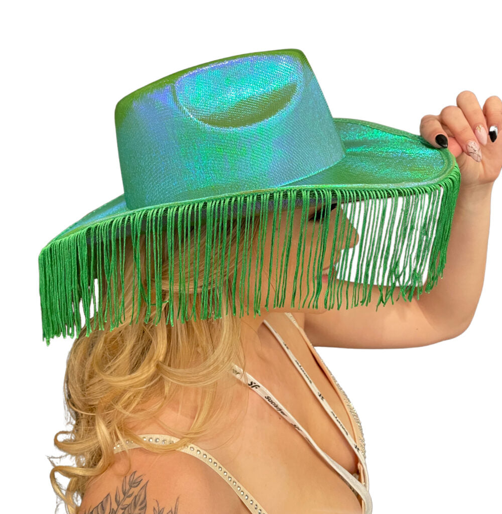 Metallic Cowgirl Hat with Fringe