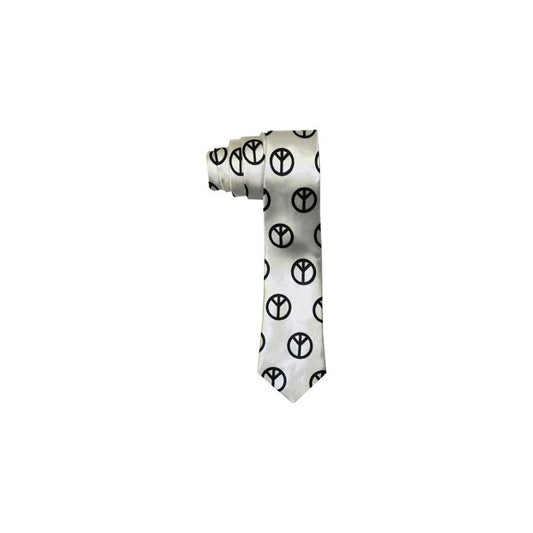 White Peace Symbol Slim Tie