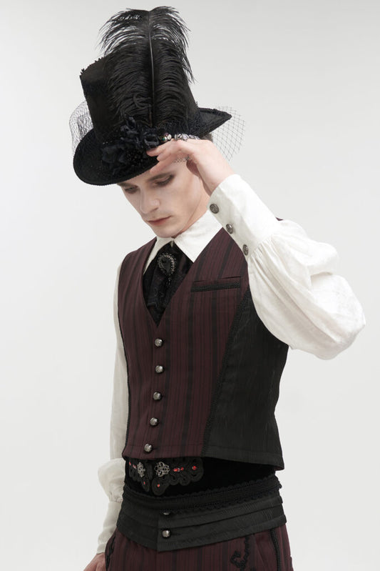 Burgundy Pinstripe Punk Longtail Vest