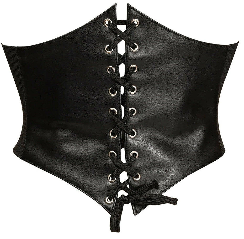 Black Faux Leather Corset Belt Cincher