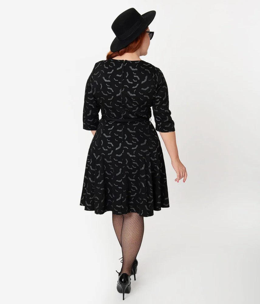 Black and Grey Stephanie Bat Dress