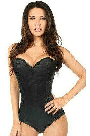 Lavish Black Satin Corset Romper