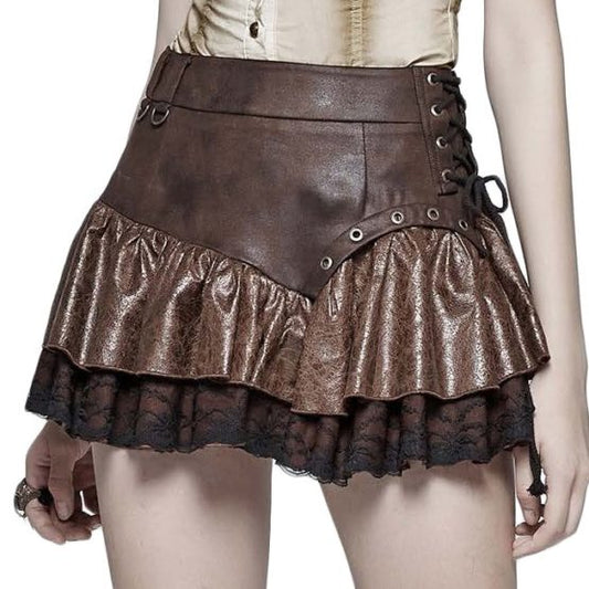 Brown Steamy Punk Miniskirt