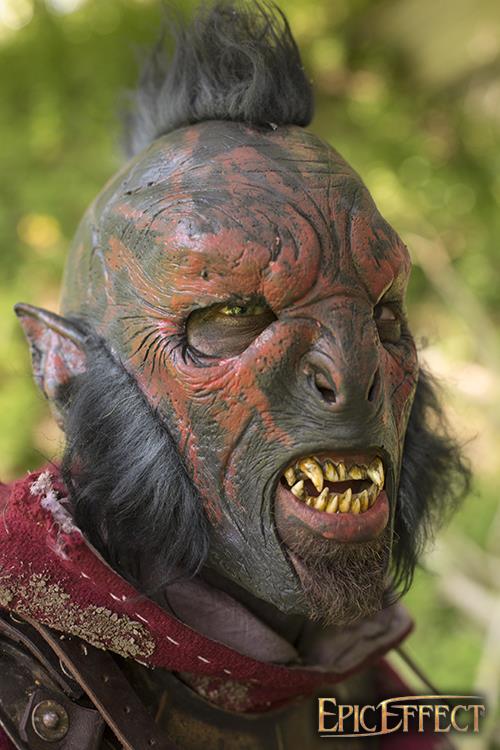 Carnal Orc w Mohawk & Sideburns Latex Mask