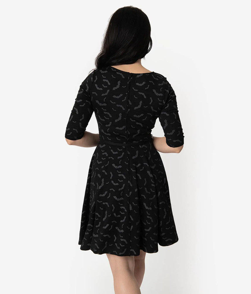 Black and Grey Stephanie Bat Dress