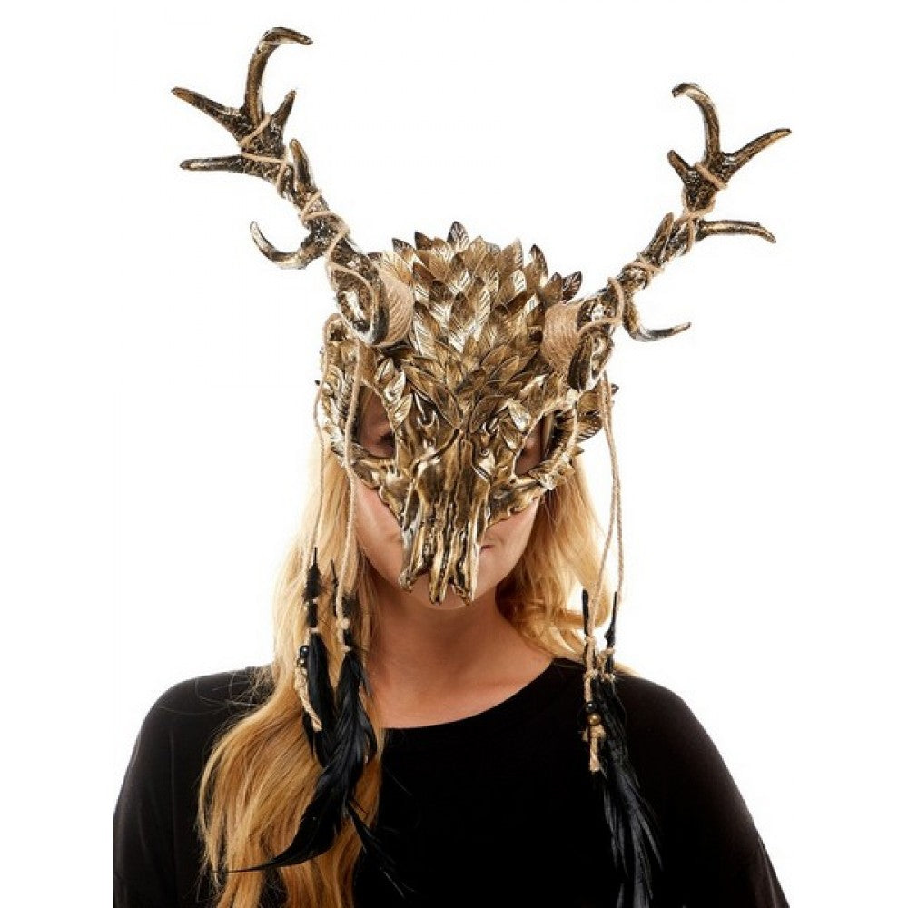 Gold Deer Skull Voodoo Mask