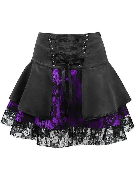 Purple w/Black Lace Gothic Skirt