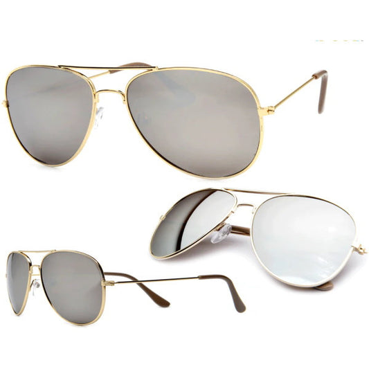 Gold Framed Mirrored Aviator Sunglasses