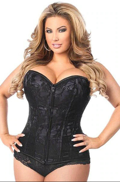 Black Lace Front Zipper Corset