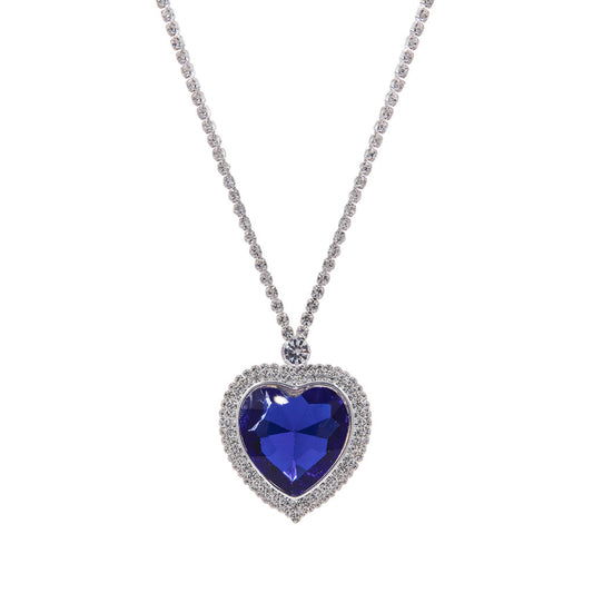 Rhinestone Blue Heart Necklace