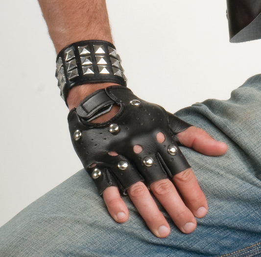 Studded Fingerless Gloves