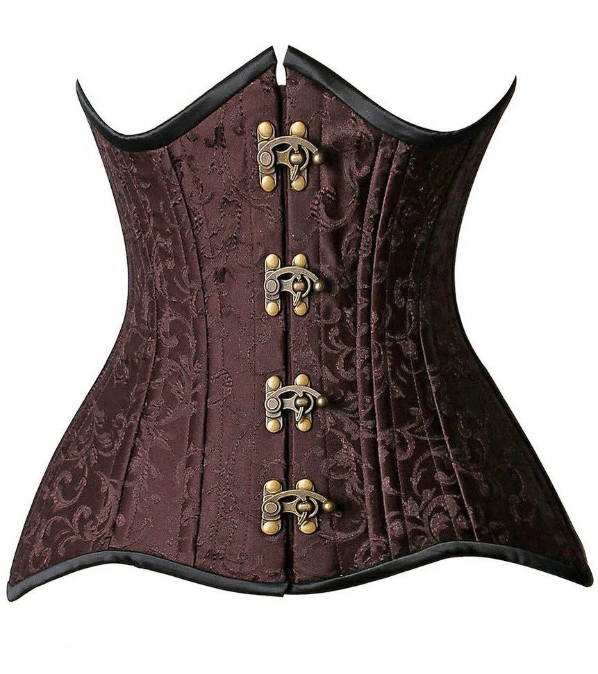 CURVY Brocade Double Steel Boned Under Bust Corset