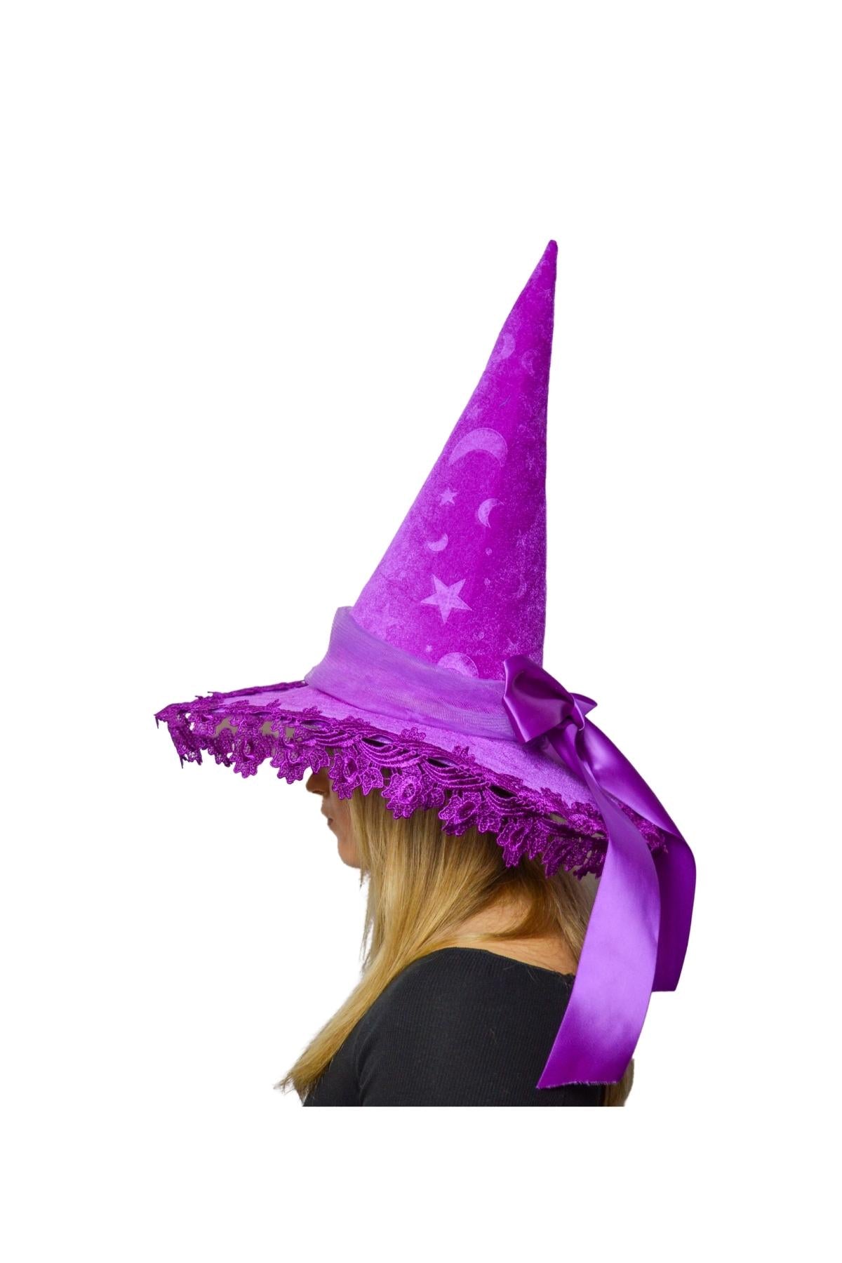 Moon and Stars Lace Witch Hat