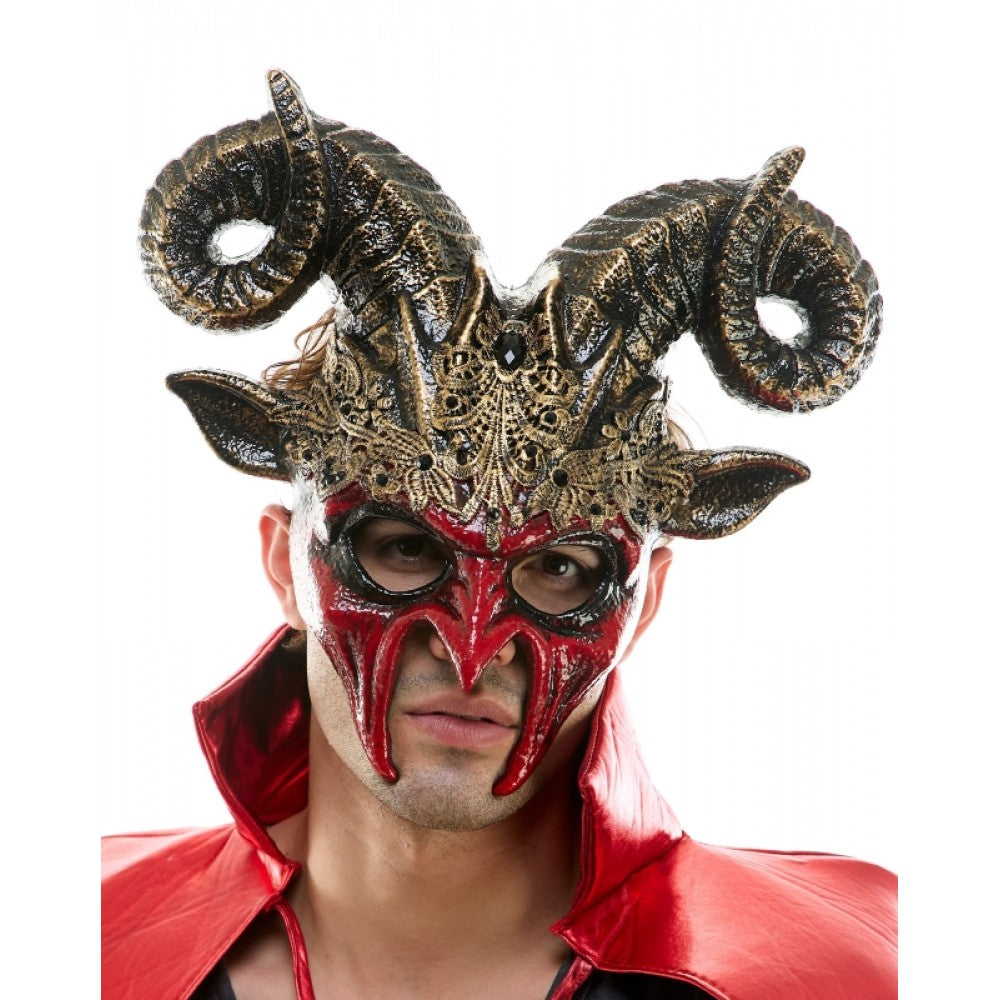 Red Devil Mask w/ Gold Lace