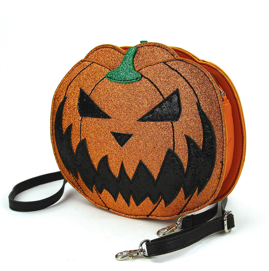 Sleepyville Critters - Pumpkin Two Faced Jack O Lantern Crossbody Bag