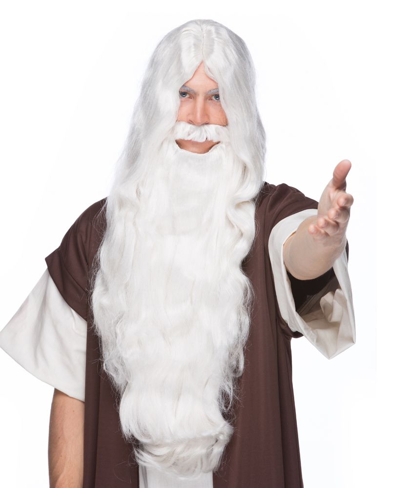 White Wizard Wig & Beard