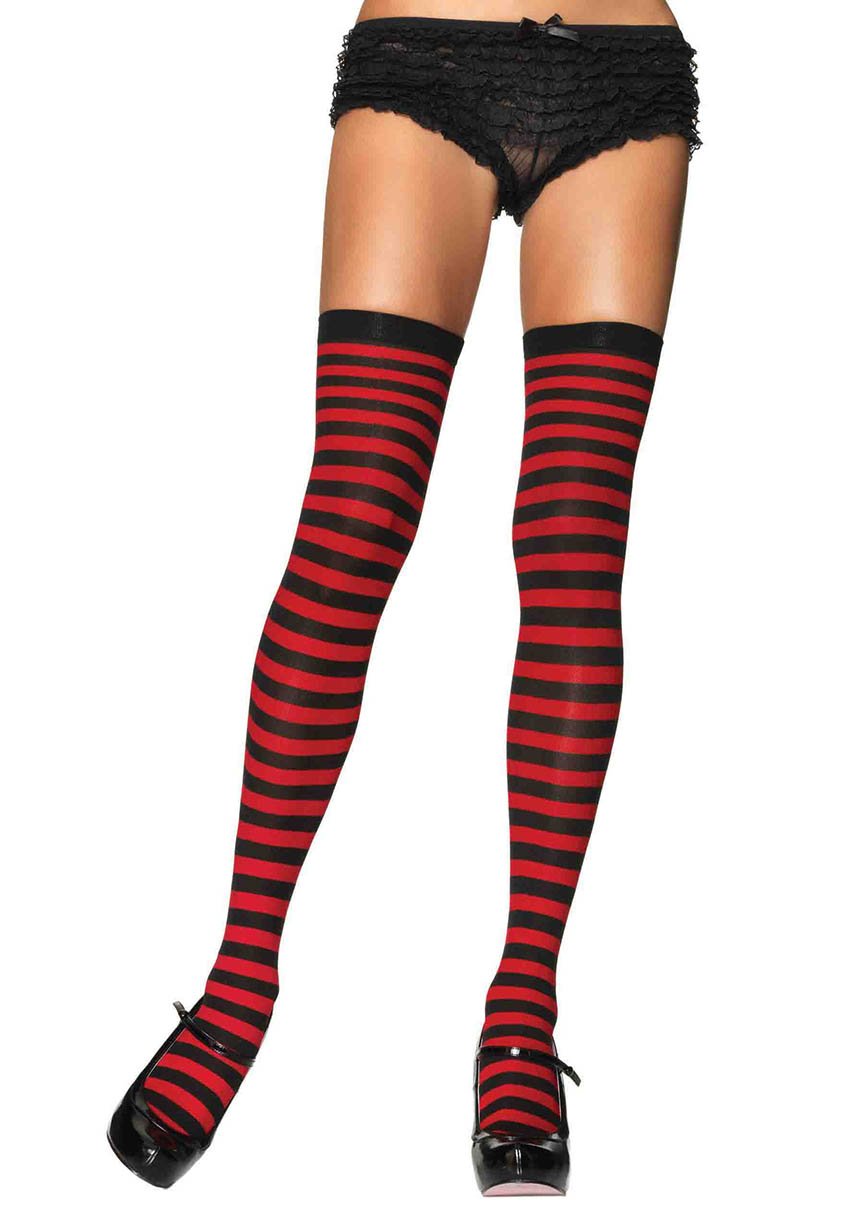 Striped Nylon Thigh Highs