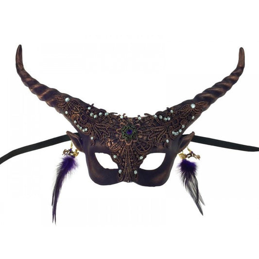 Purple Venetian Lace Horned Mask