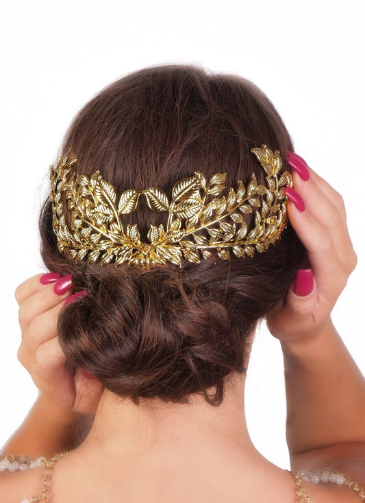 Gold Etched Leaves Headdress