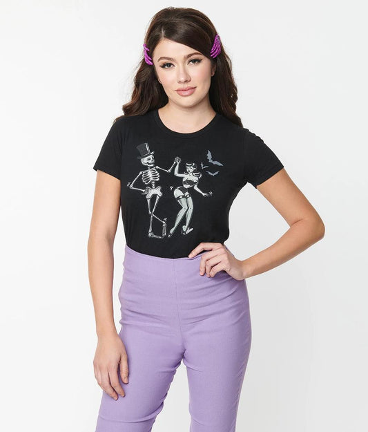 Black Shake Your Bones Fitted Graphic Tee