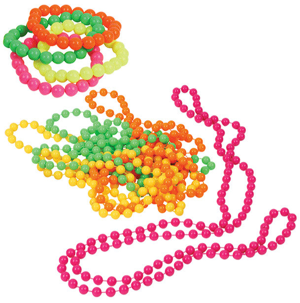 Neon Beaded Bracelet and Necklace