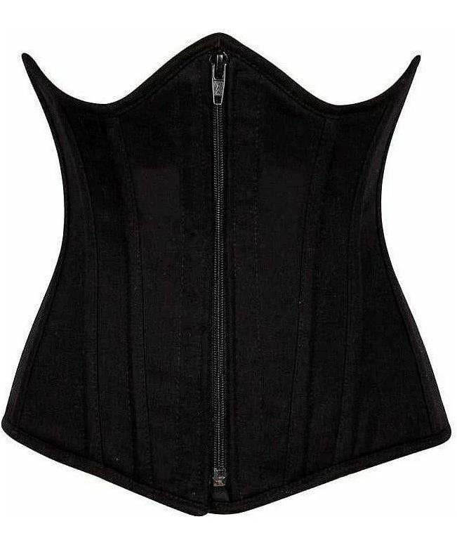 Top Drawer Black Cotton Underbust Steel Boned Corset