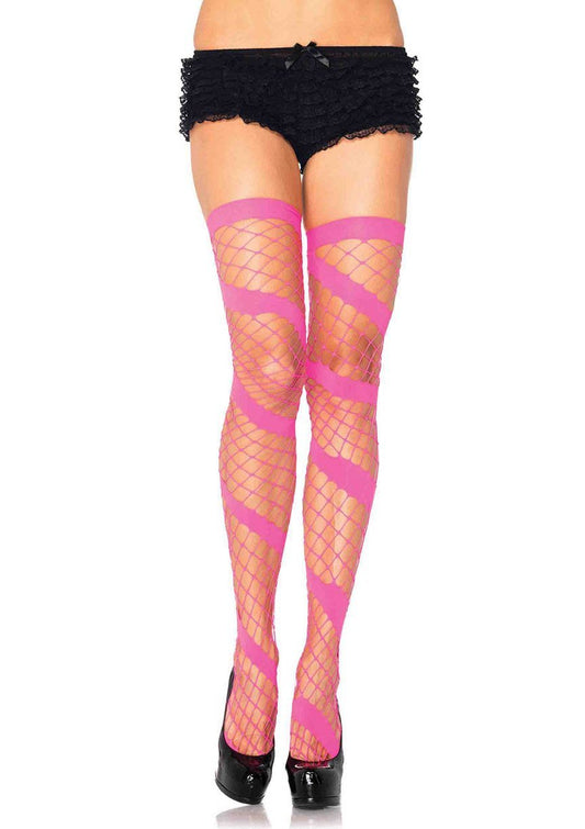 Swirl Diamond Net Thigh Highs