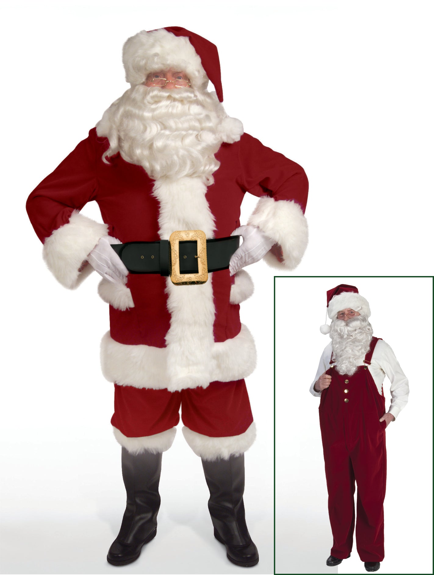 Burgundy Velvet Santa Suit w/ Overalls