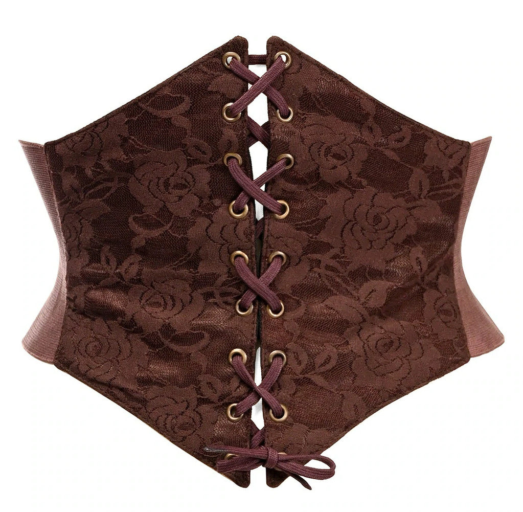 Dark Brown Lace Corset Belt Cincher