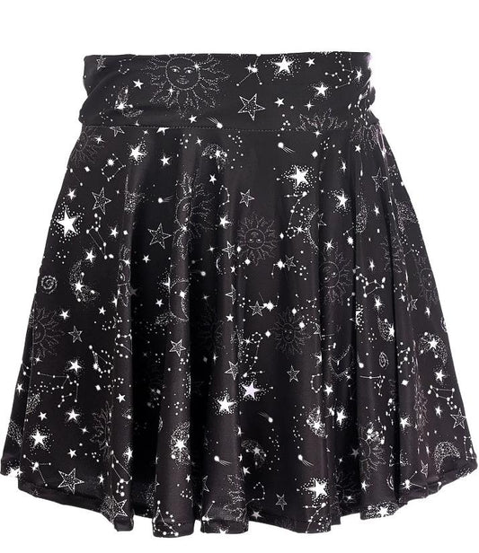 Celestial Print Stretch Lycra Skirt