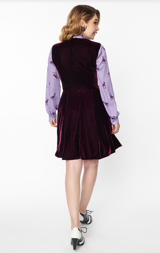 She.e.o Purple Cat Print Dress