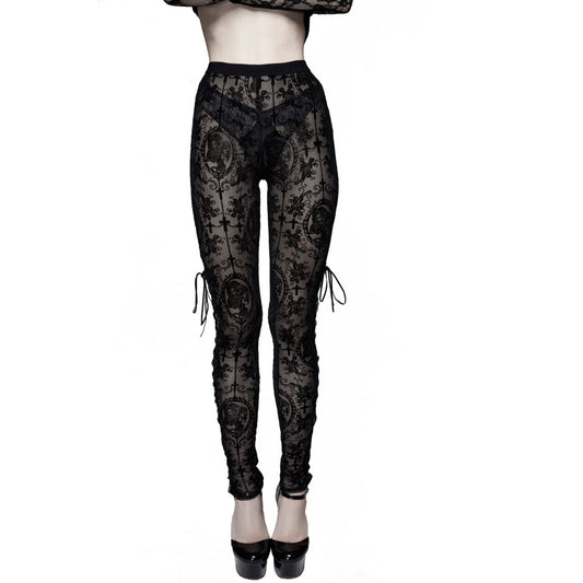 Black Lace Cameo Lace Up Leggings