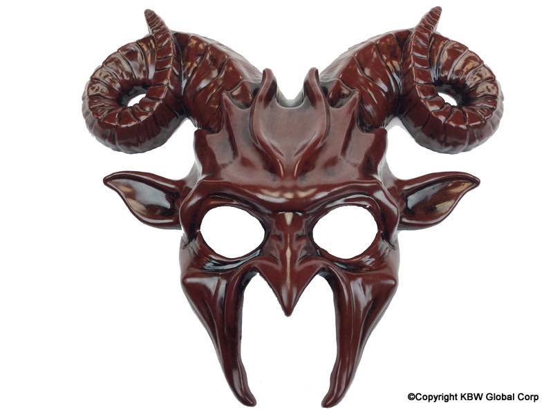 Smooth Red Ram Horn Devil Mask