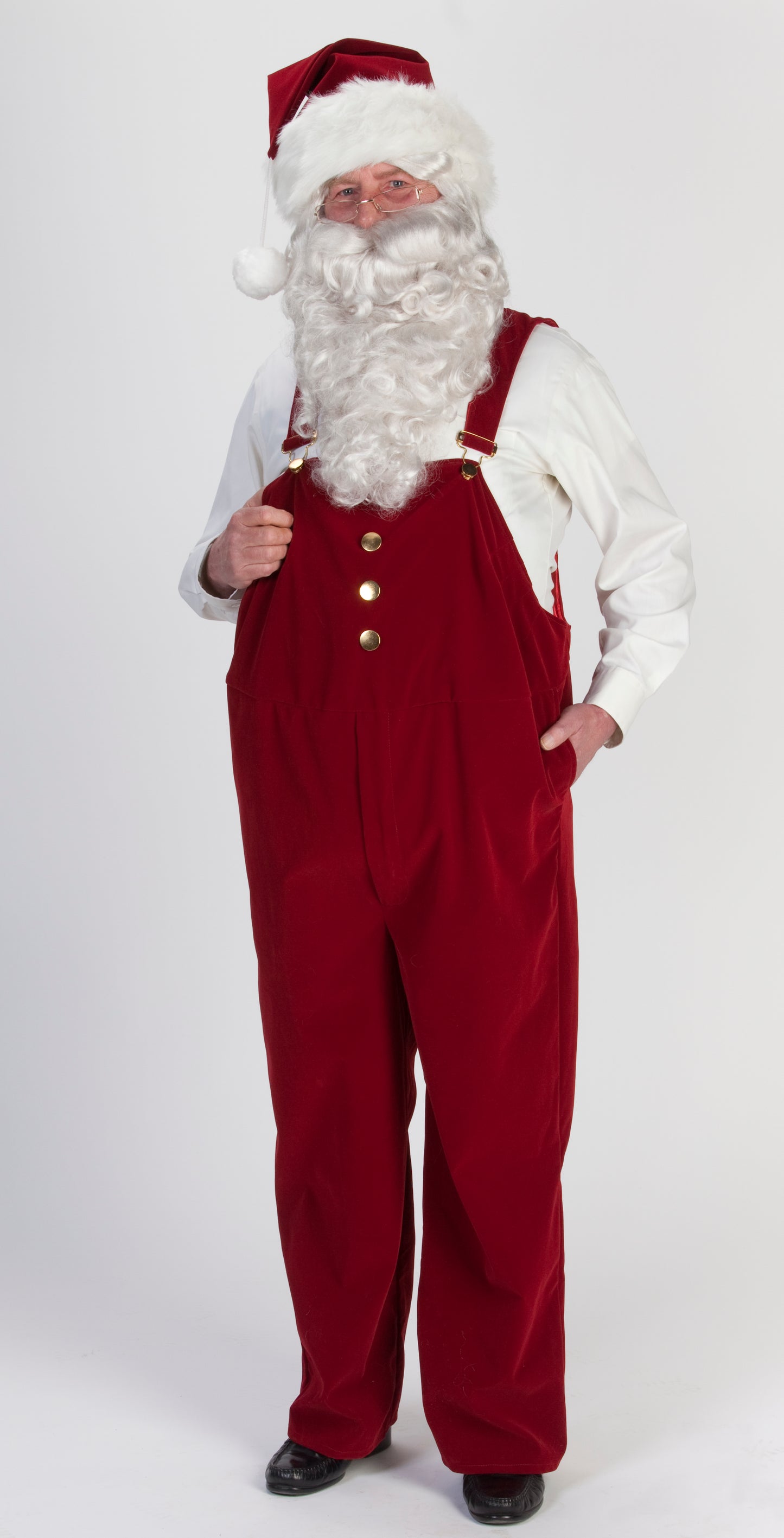 Burgundy Velvet Santa Suit w/ Overalls