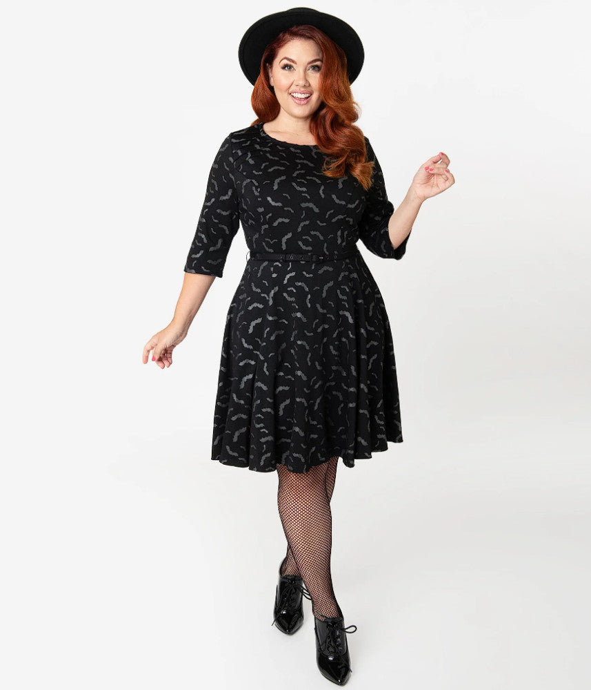 Black and Grey Stephanie Bat Dress