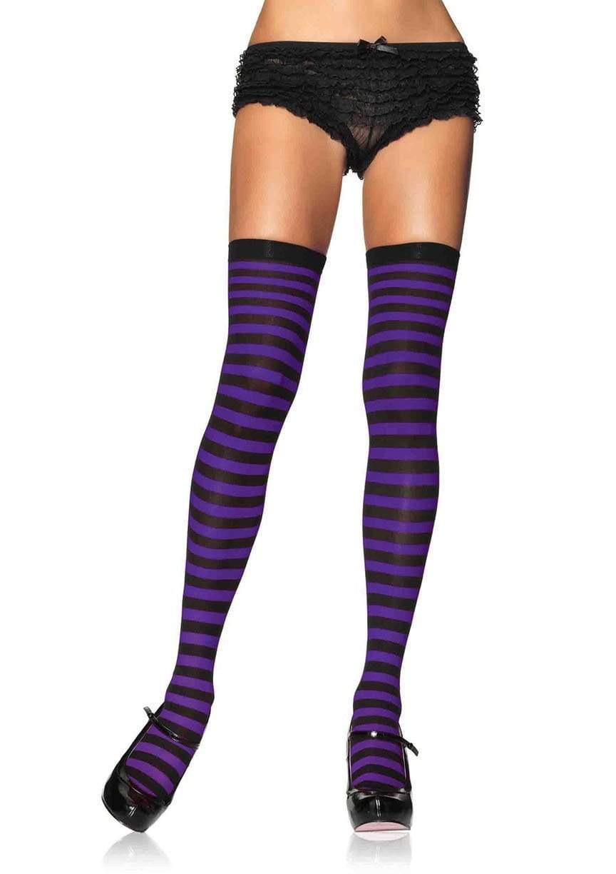 Striped Nylon Thigh Highs