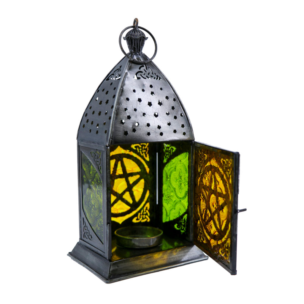 Iron and Glass Pentagram Lantern