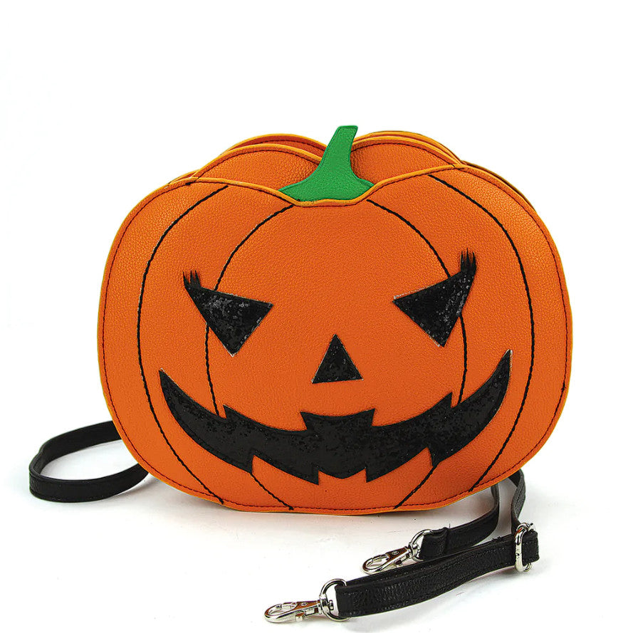 Sleepyville Critters - Pumpkin Two Faced Jack O Lantern Crossbody Bag