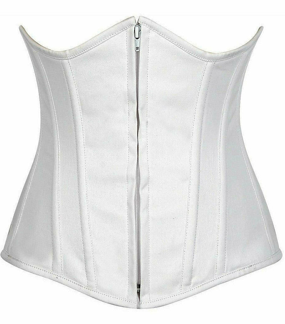 Lavish White Cotton Underbust Corset