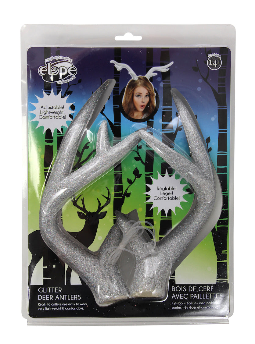 Deer Antlers Silver Glitter