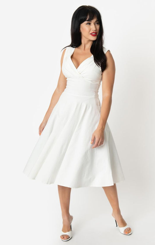 Ivory Sleeveless Delores Swing Dress