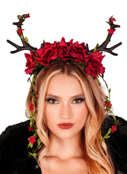 Red Rose Antler Headpiece