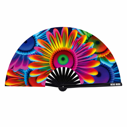 Neon Carnival Daisy Blacklight Folding Fan