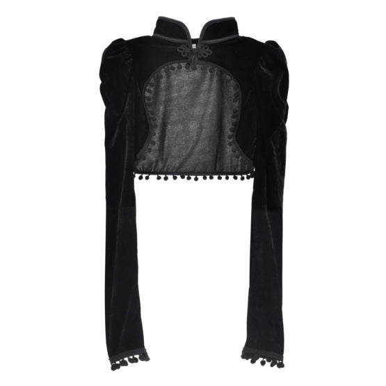 Gothic Cropped Black Velvet Jacket