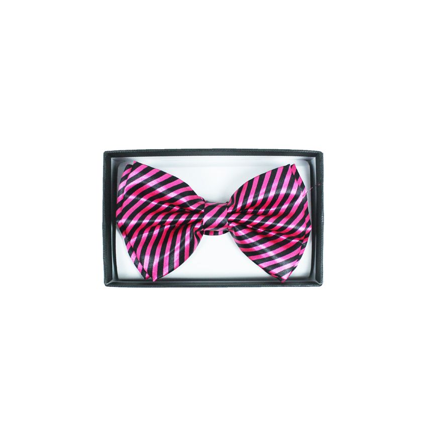 Hot Pink Striped Bow Tie