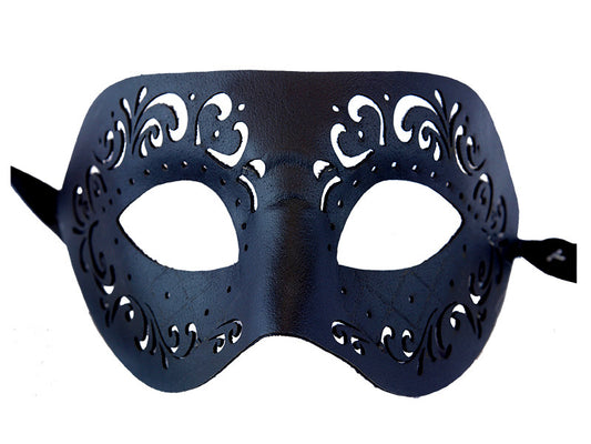 Leather Cut Black Mask w/ Design